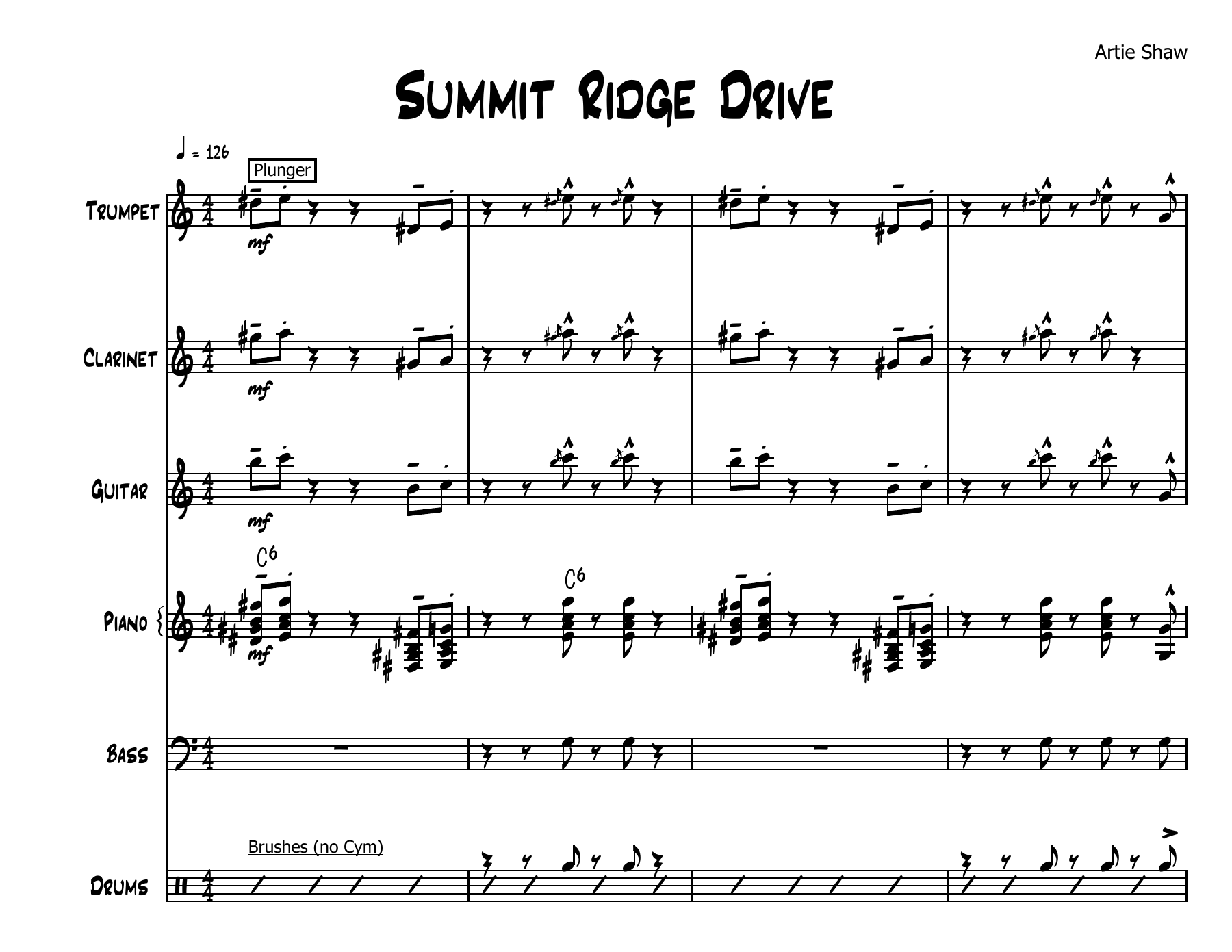 Summit Ridge  Drive — sheet music preview