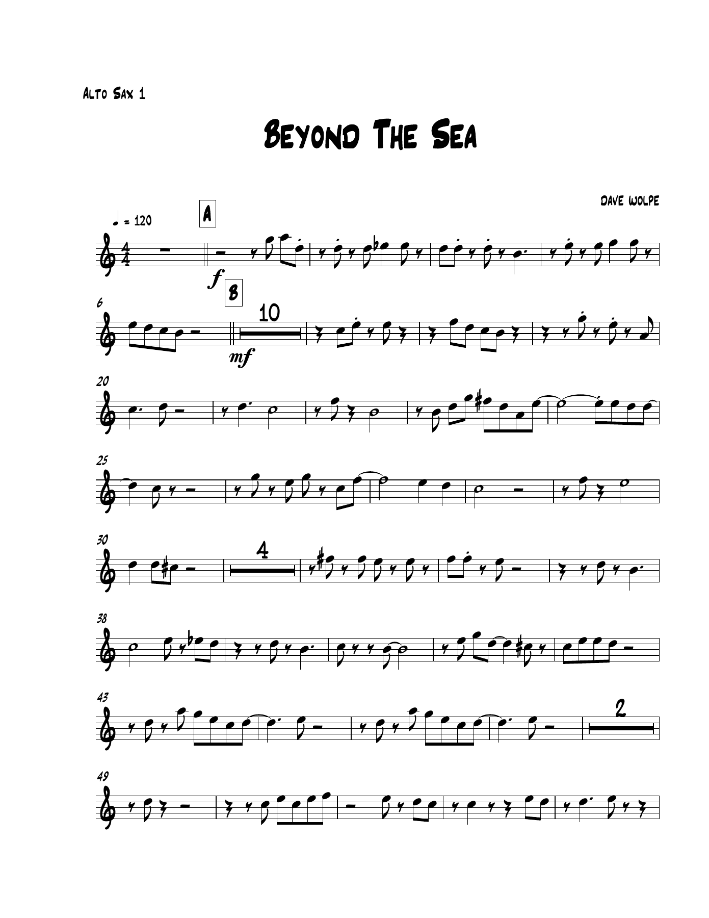 Beyond The Sea (D.Wolpe) Vocal in Eb — sheet music preview