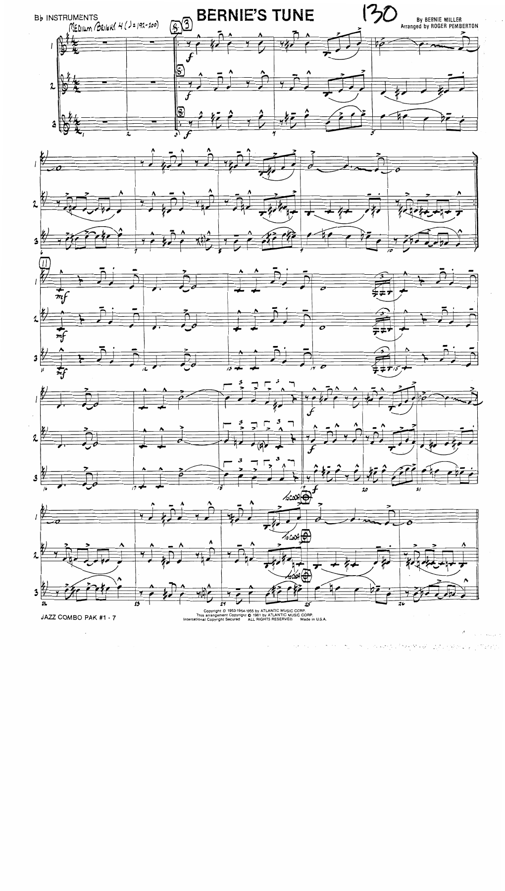 Bernies Tune — sheet music preview