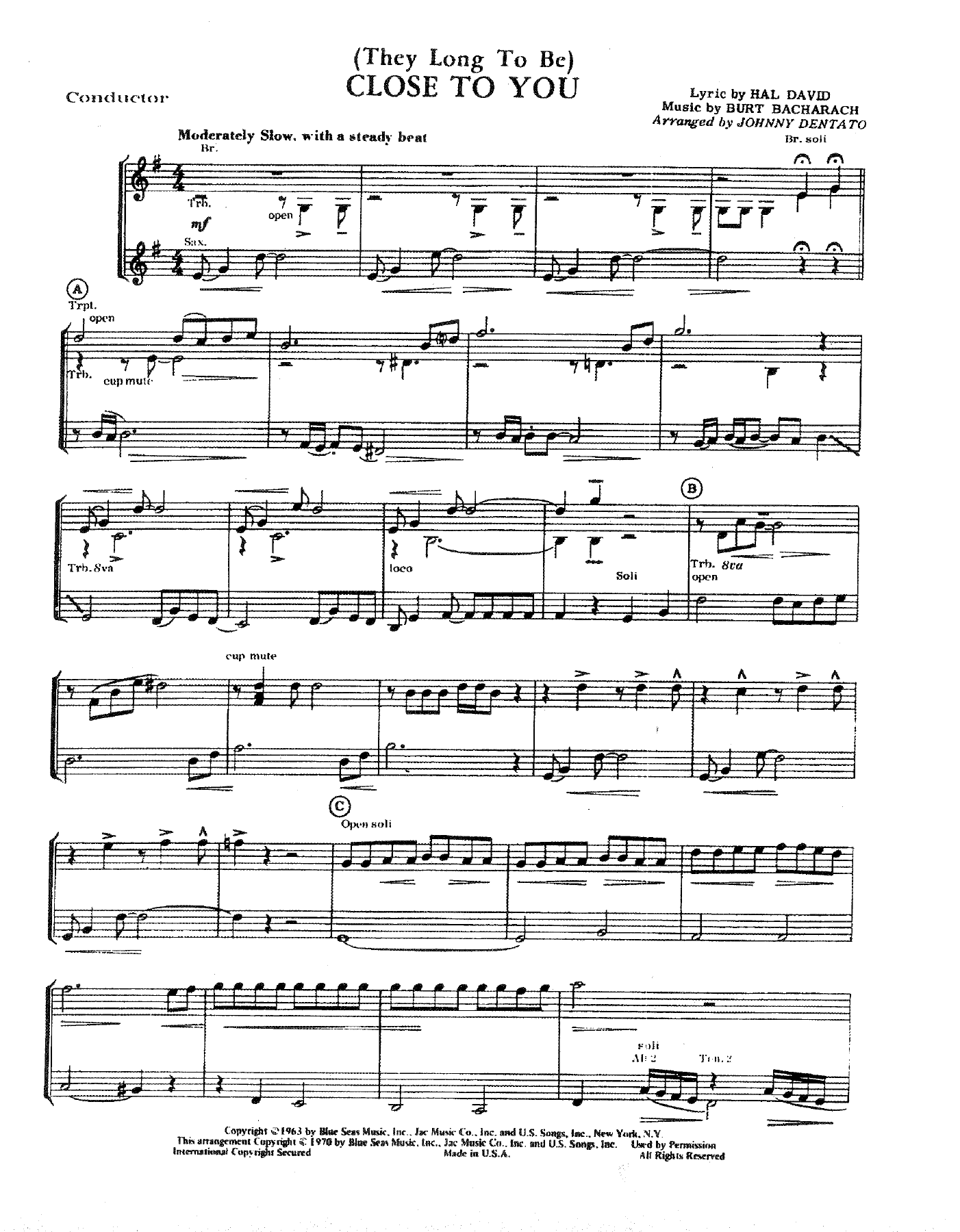 Close To You (J.Dentato)-Vocal in G — sheet music preview