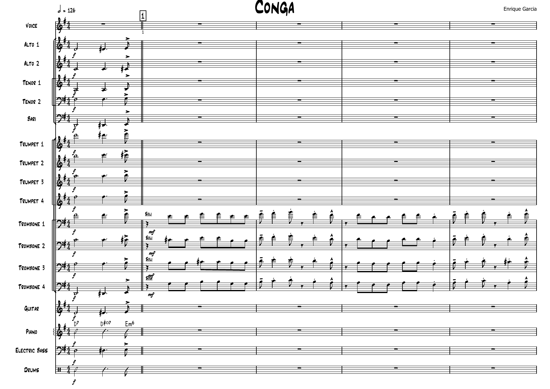 Conga (Miami Sound Machine) Enrique Garcia — Big Band Vocal sheet music by Vocal | Jazz Vocal