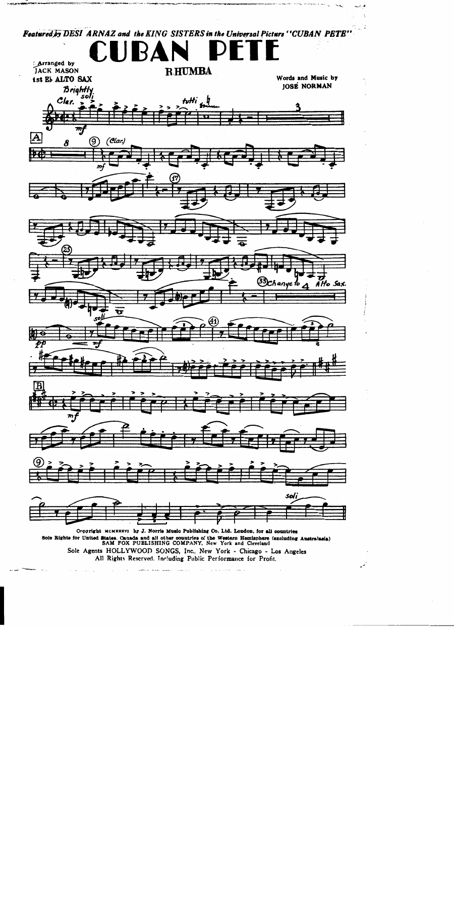 Cuban Pete (J.Mason) Vocal in Eb — sheet music preview