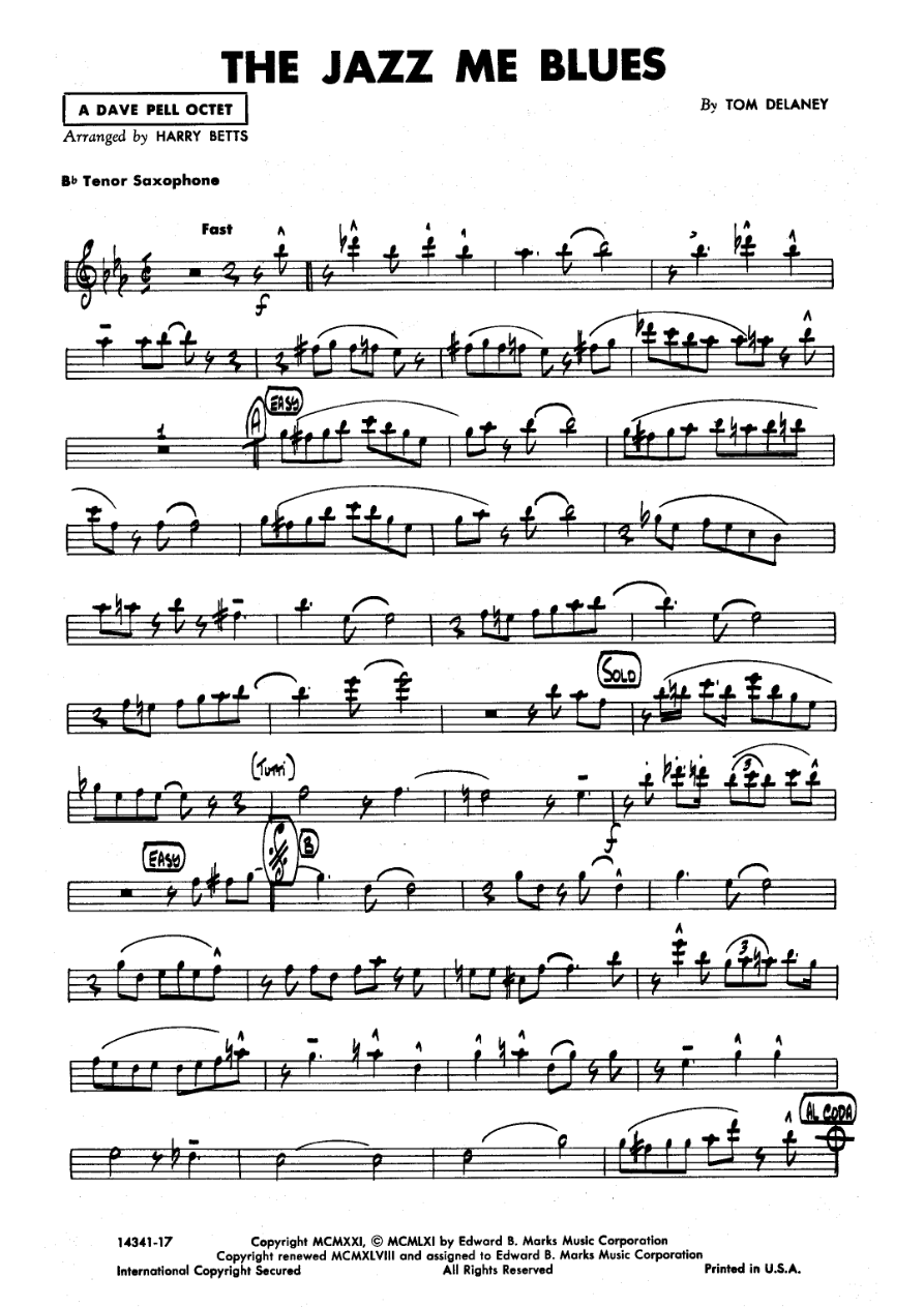 The Jazz Me Blues — sheet music preview