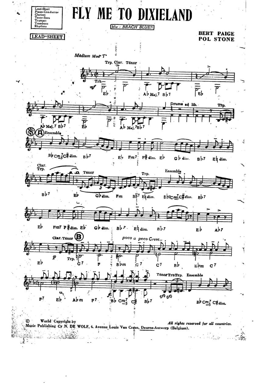 Fly Me To Dixieland — sheet music preview