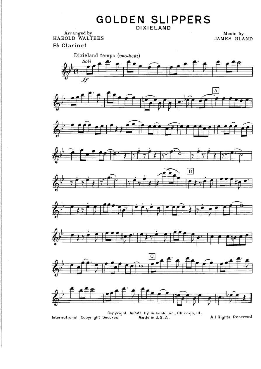 Golden Slippers — sheet music preview
