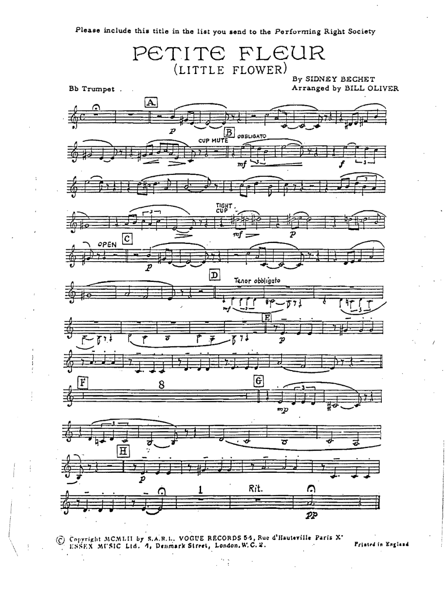 Petite Fleur — sheet music preview