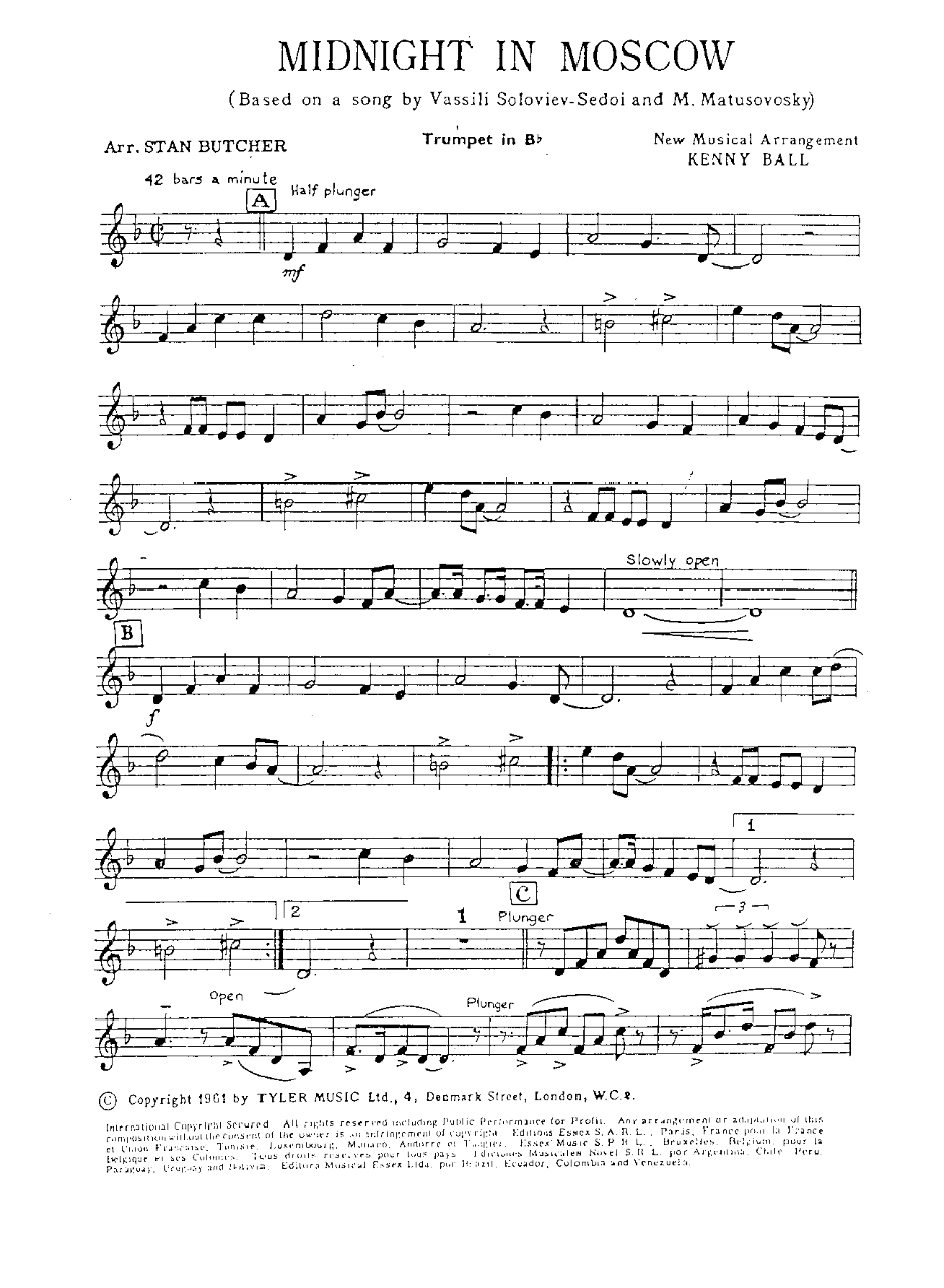 Midnight in Moscow K.Ball — sheet music preview