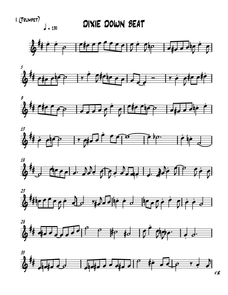 Dixie Down Beat - Unknown - Good — sheet music preview
