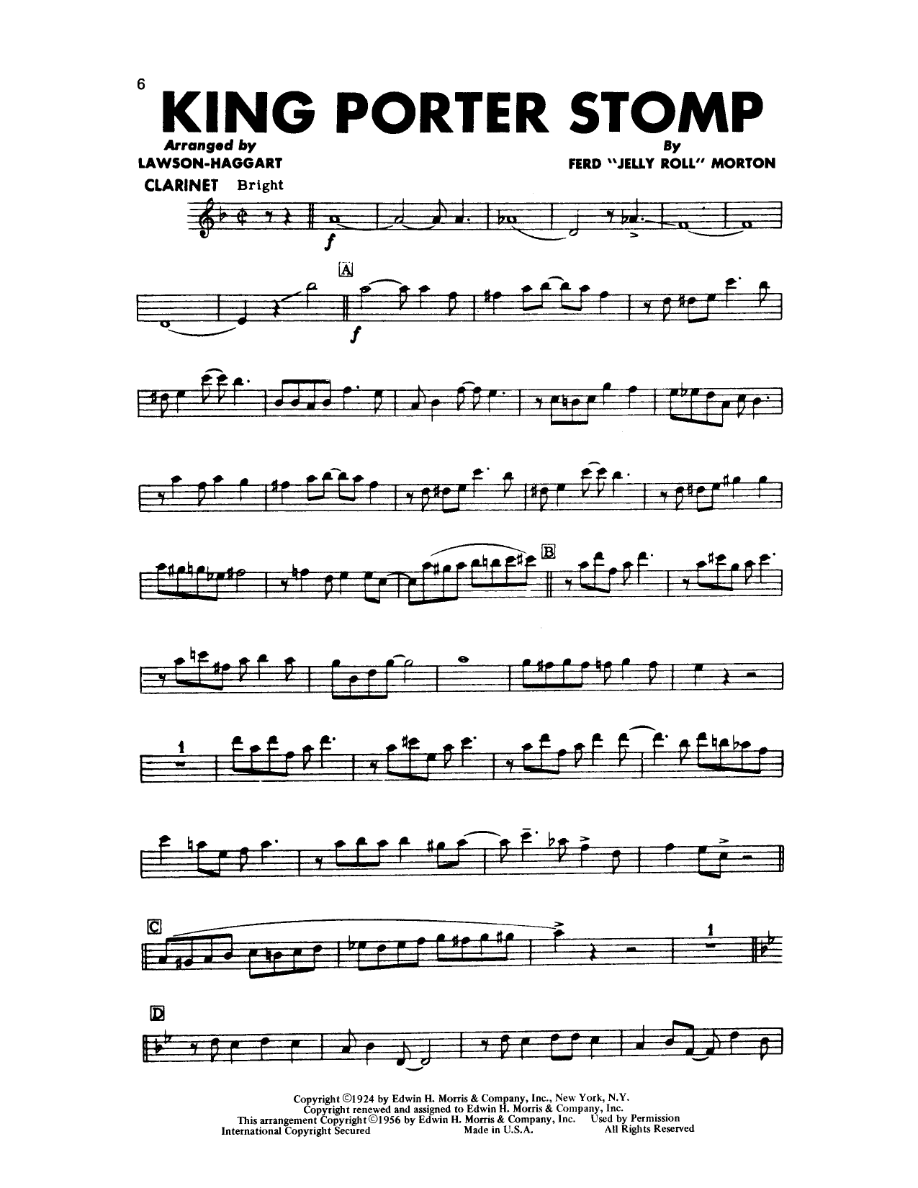 King Porter Stomp — sheet music preview