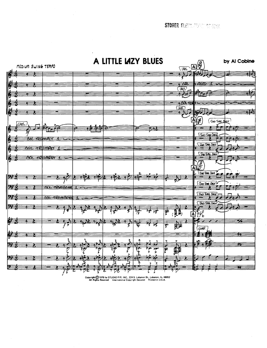 A Little Lazy Blues — sheet music preview