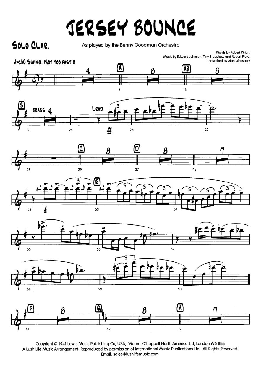 Jersey Bounce (A.Glasscock) B.Goodman — sheet music preview