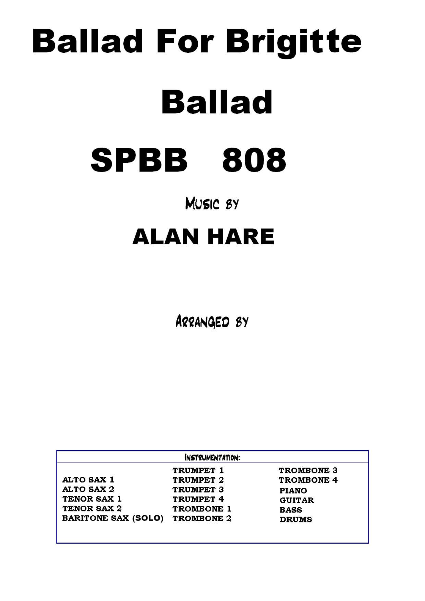 Ballad For Brigitte (A.Hare) 2 Arr. — sheet music preview