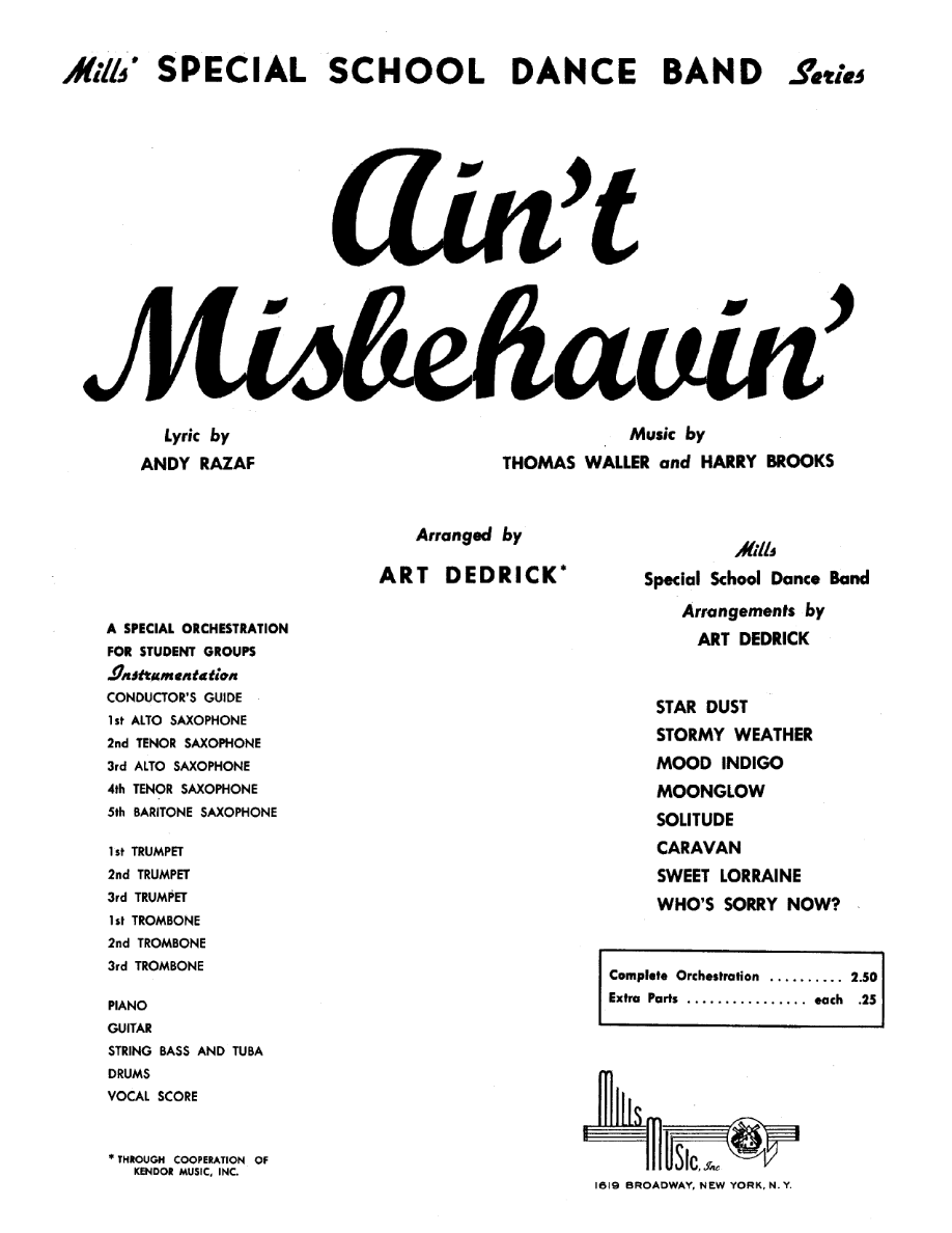 Ain't Misbehavin' (A.Dedrick) voc — sheet music preview