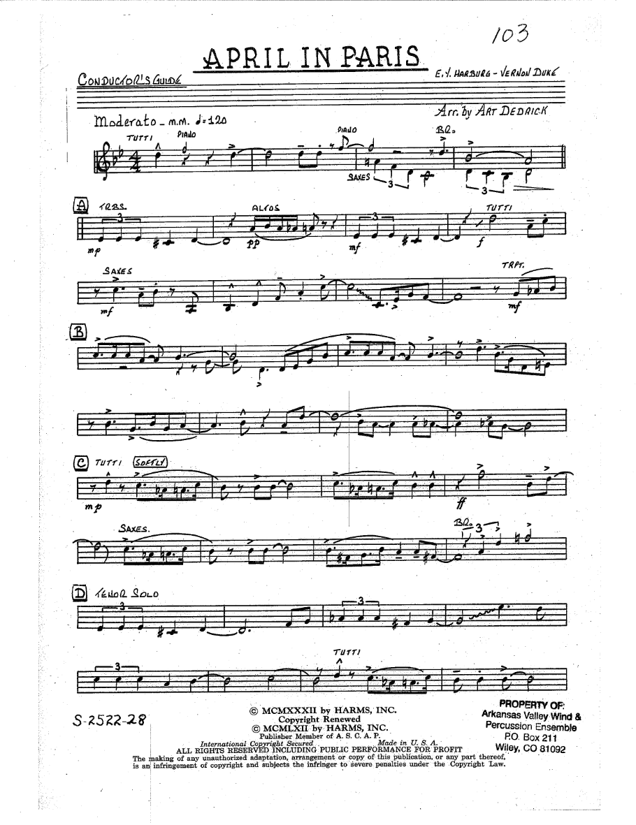 April In Paris — sheet music preview