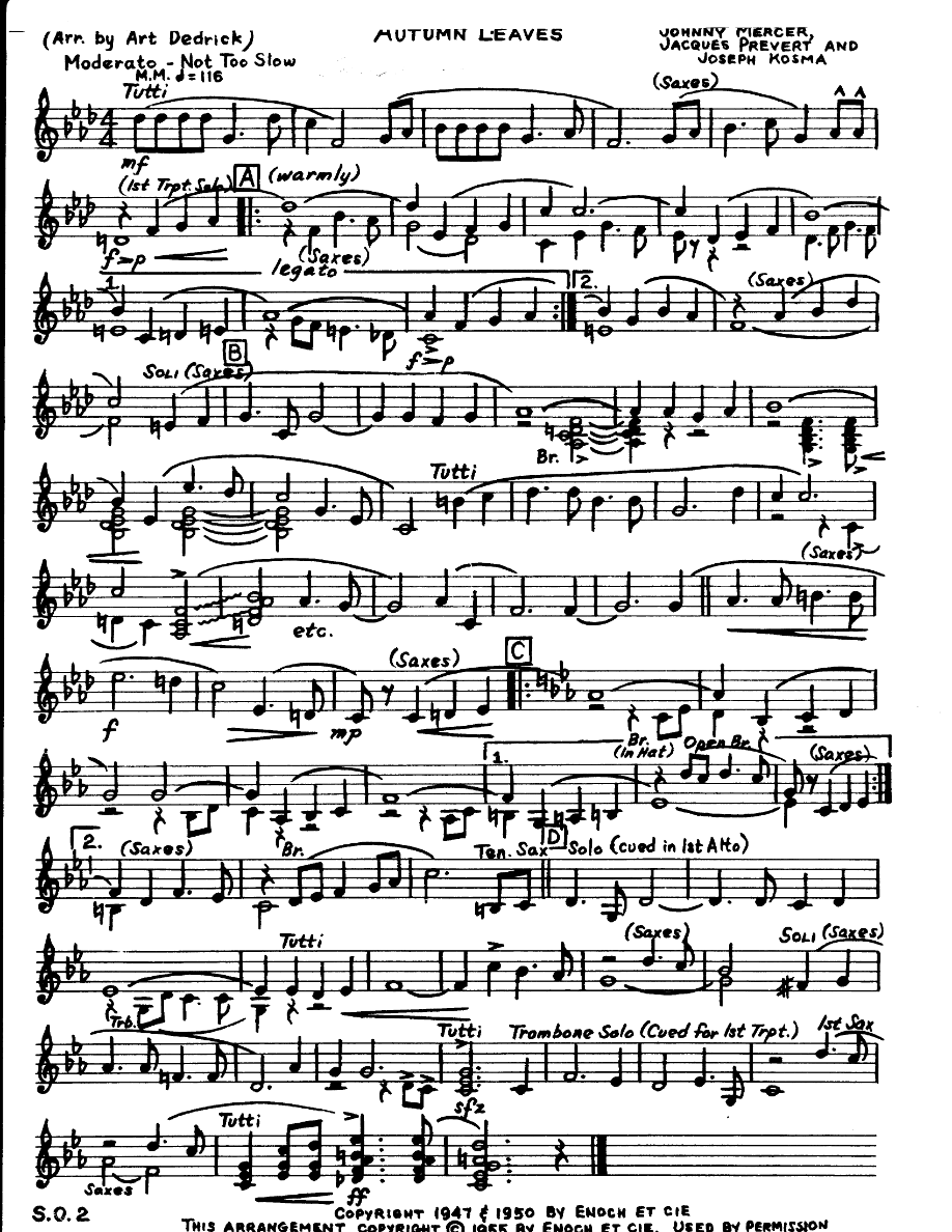 Autumn Leaves — sheet music preview