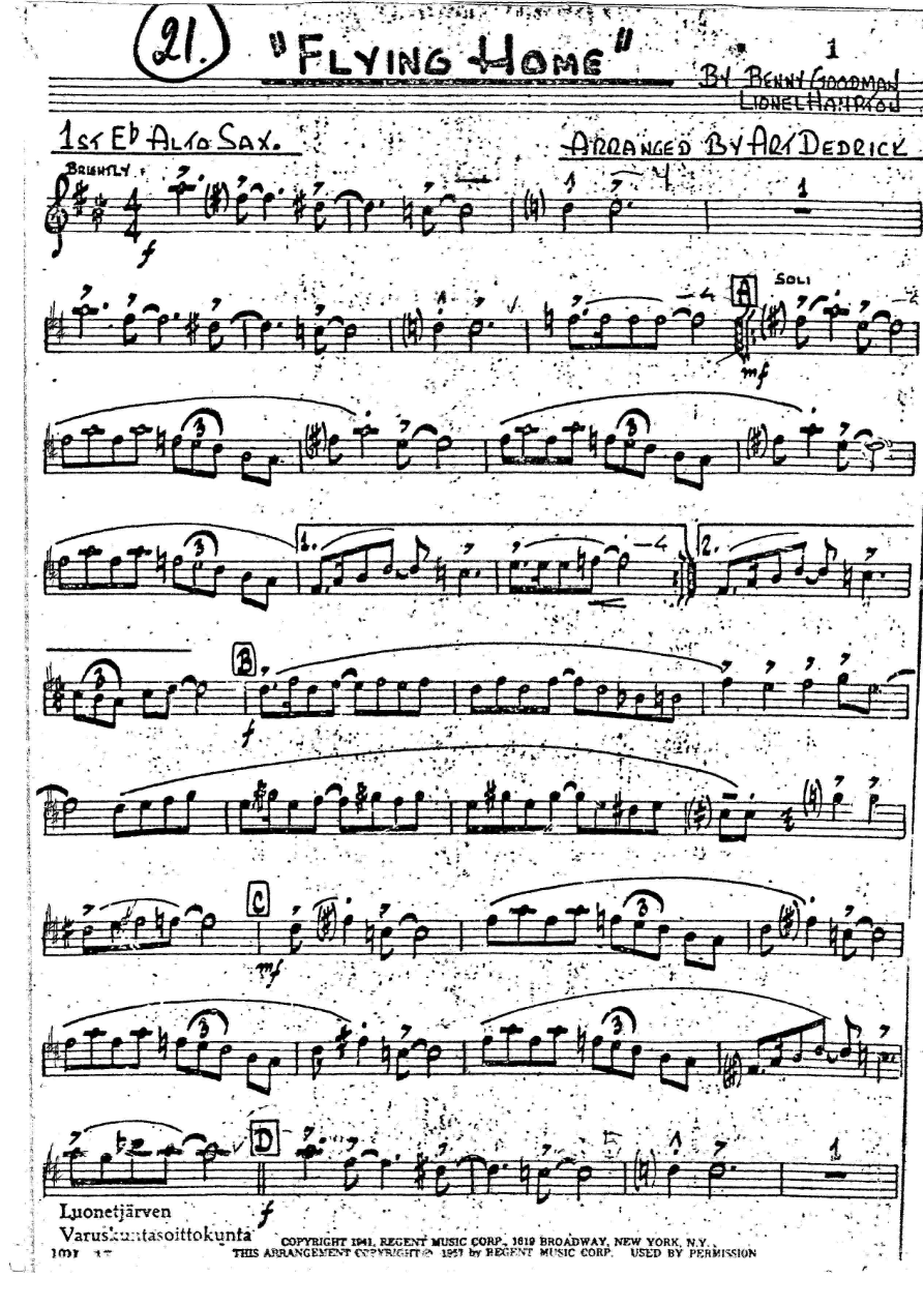 Flying Home — sheet music preview