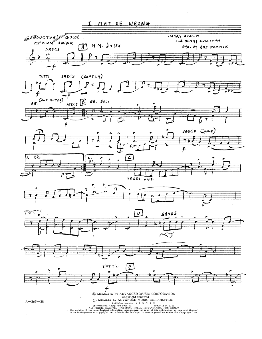 I May Be Wrong — sheet music preview