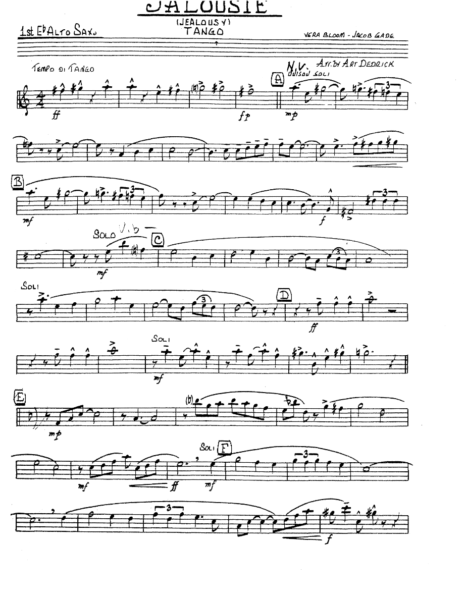 Jalousie — sheet music preview