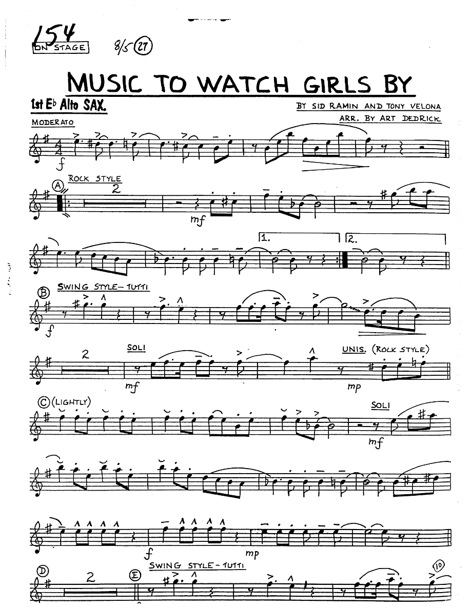 Music To Watch Girls By — sheet music preview