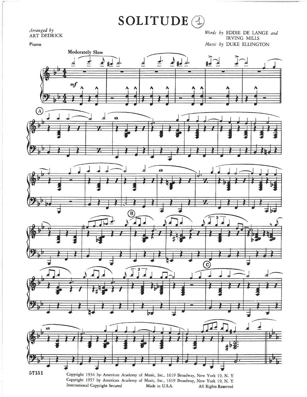 Solitude — sheet music preview