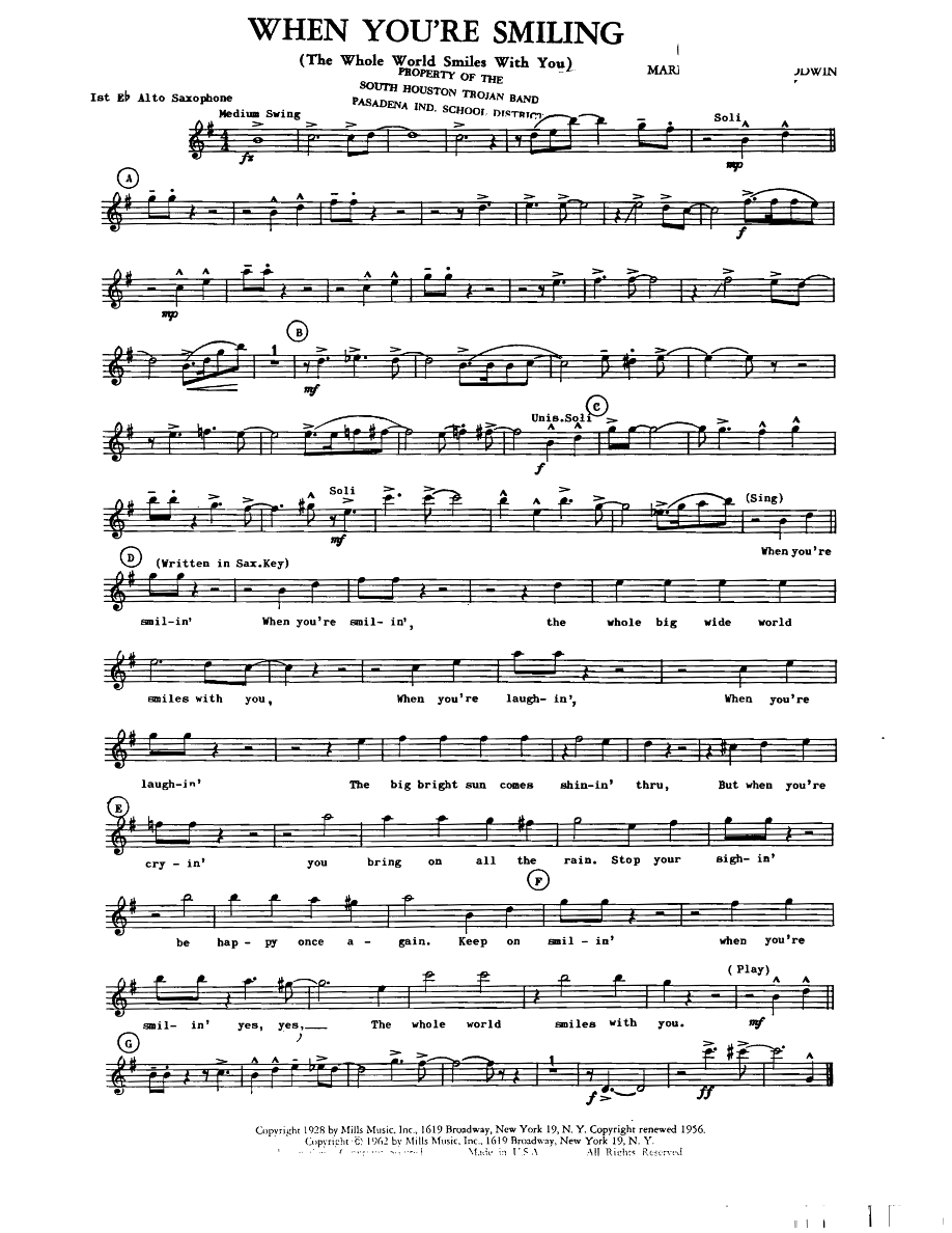 When You're Smiling (A.Dedrick) Vocal — sheet music preview