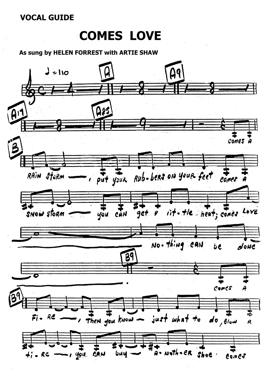 Comes Love (Brad Ellis — sheet music preview