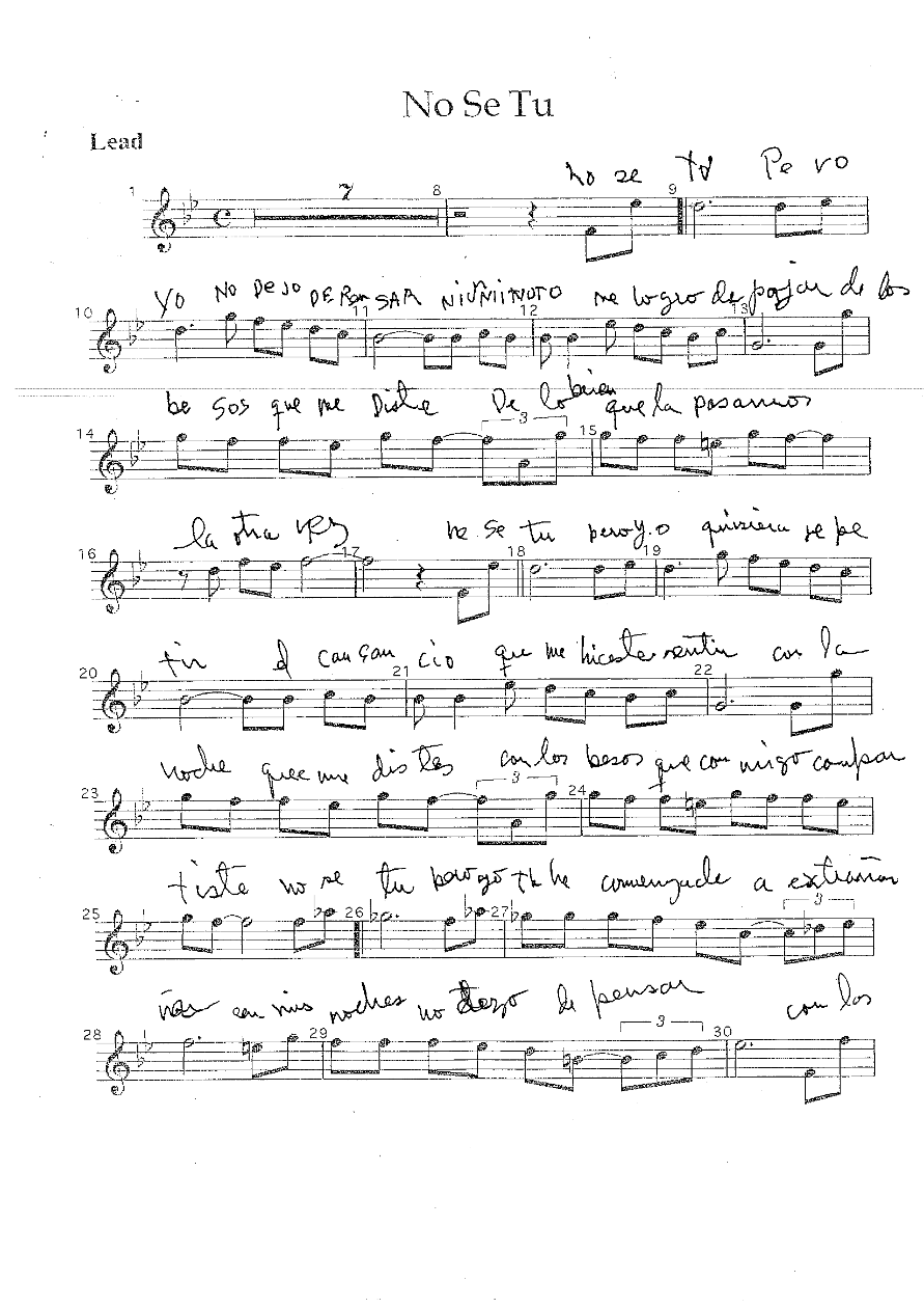 No Se Tu — sheet music preview