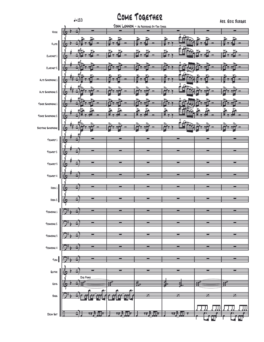 Come Together (E.Burger) Beatles.Dm — sheet music preview