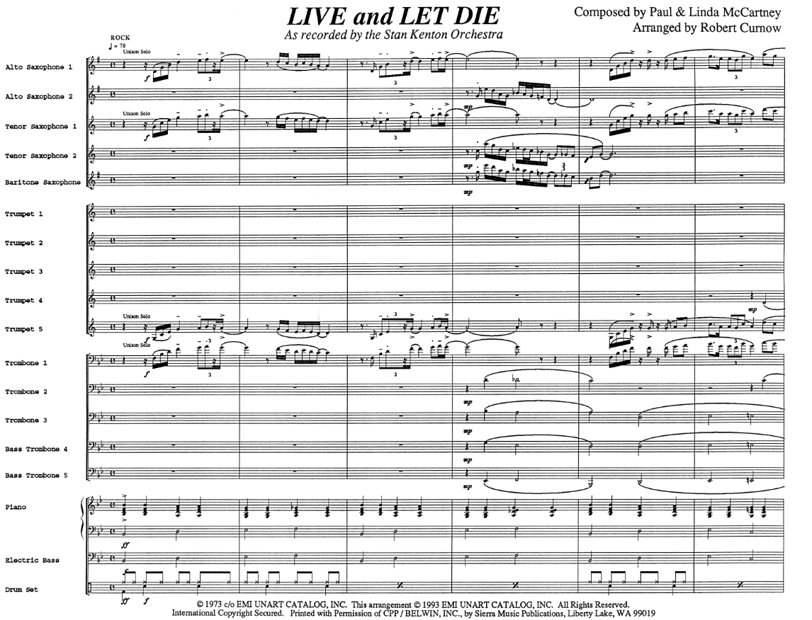 Live And Let Die (B.Curnow) S.Kenton — Big Band sheet music by Beatles | Jazz Standard