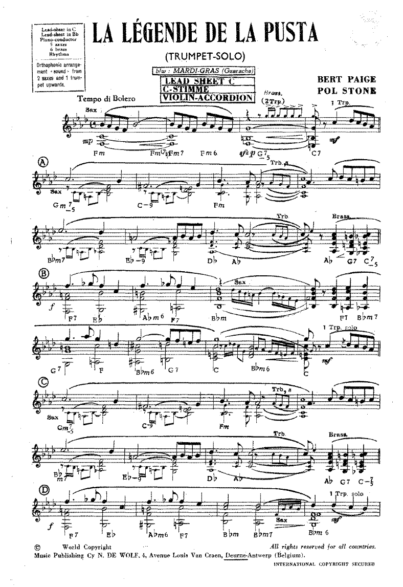 La Legende De La Pusta (B.Paige-P.Stone) 25 — sheet music preview