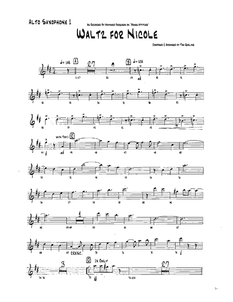 Waltz For Nicole (T.Garling)  M.Ferguson — sheet music preview