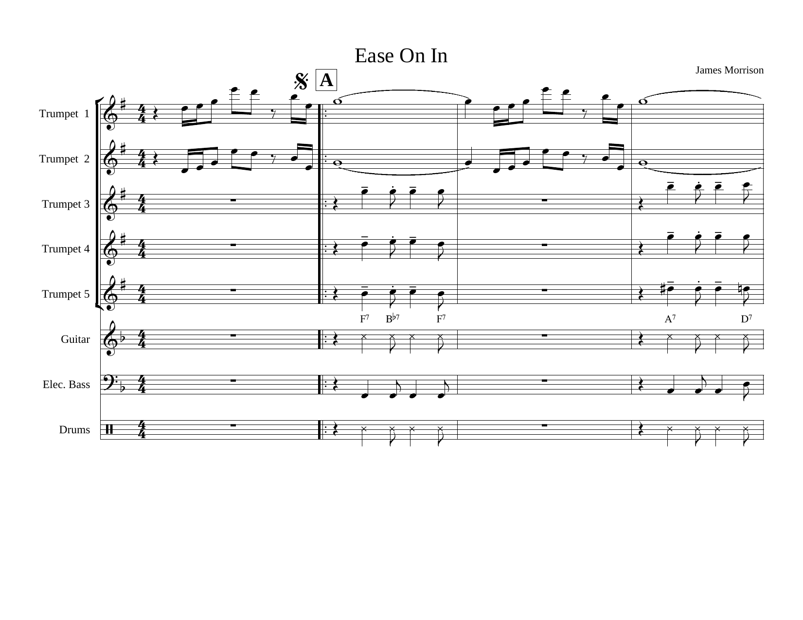 Ease On In — Small Ensemble sheet music by James Morrison | Swing