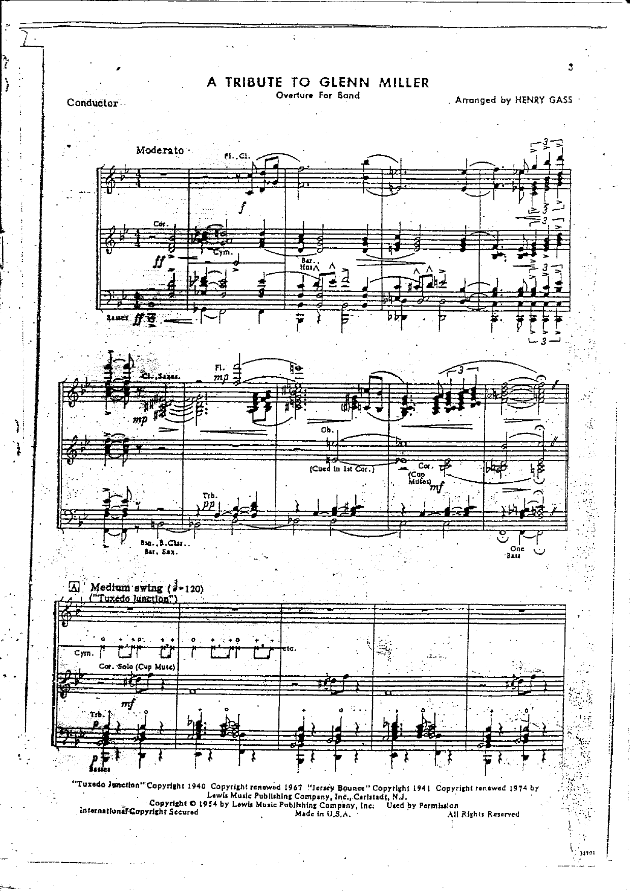 A Tribute to Glenn Miller — sheet music preview