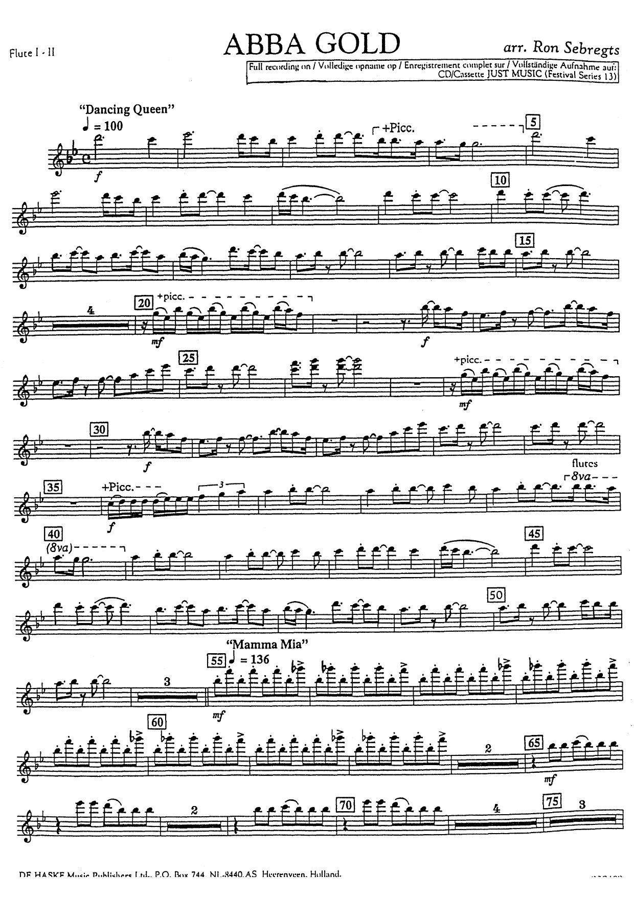 Abba Gold — sheet music preview