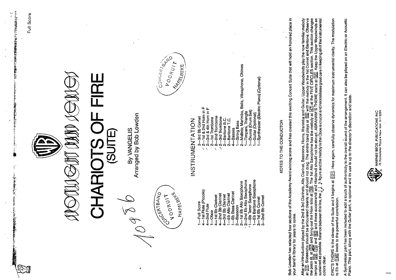 Chariots Of Fire (Bob Lowden) (Cindy) — sheet music preview