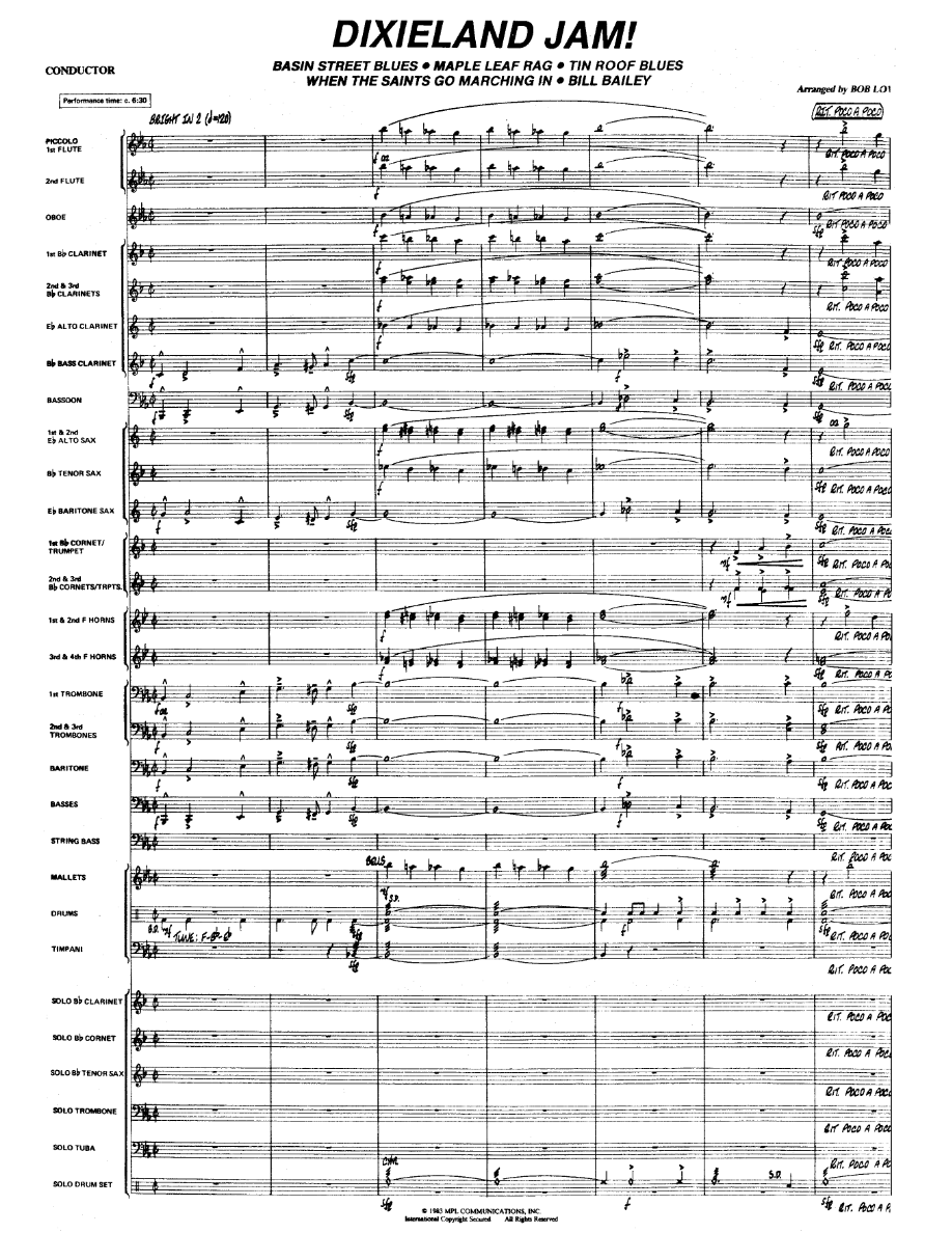 Dixieland Jam (Bob Lowden) (Clean) — sheet music preview