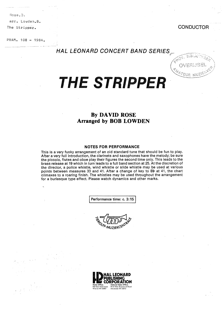 The Stripper — sheet music preview