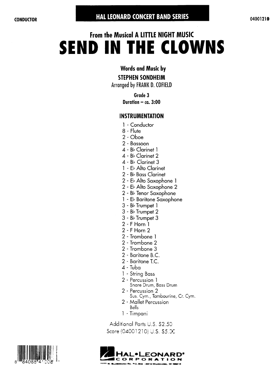 Send in the Clowns — sheet music preview