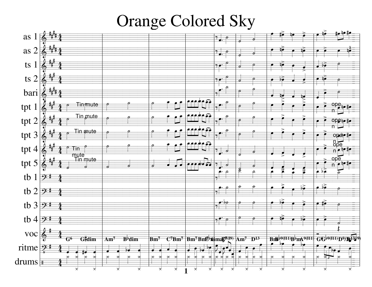 Orange Colored Sky — sheet music preview