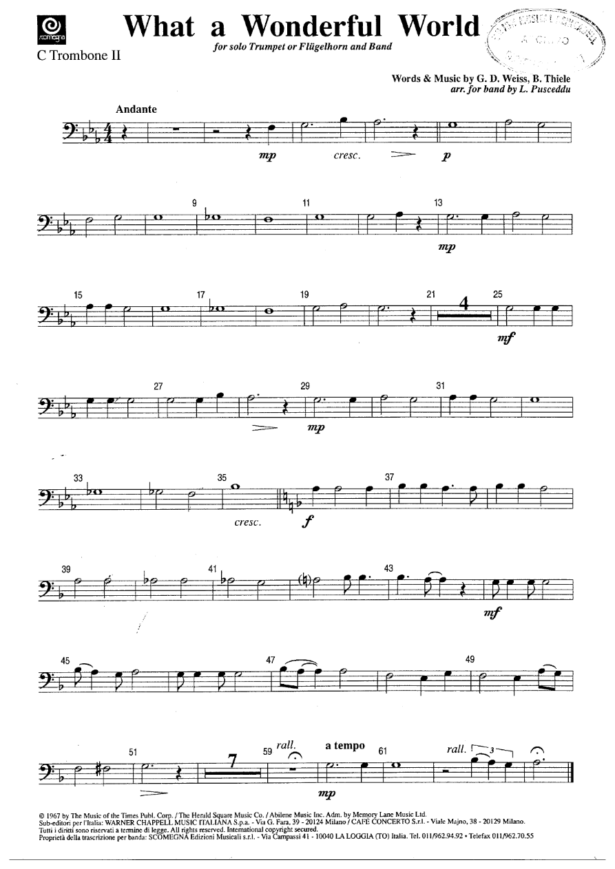 What a wonderful world - Trombone — sheet music preview