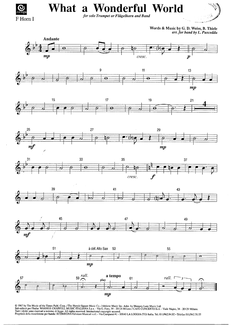 What a wonderful world - Trompa F — sheet music preview