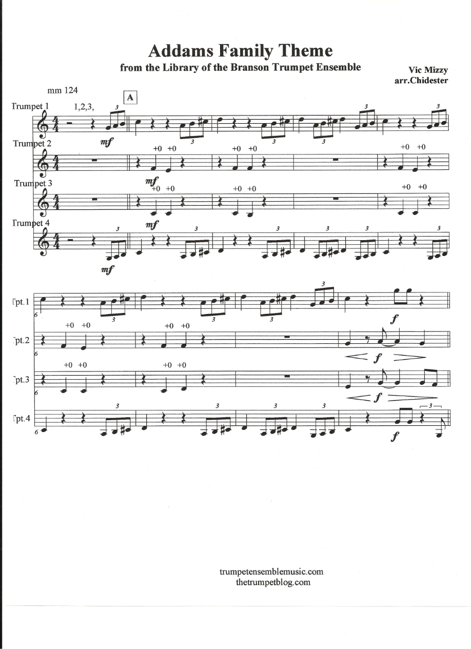Addams-Family-Theme-Score — sheet music preview