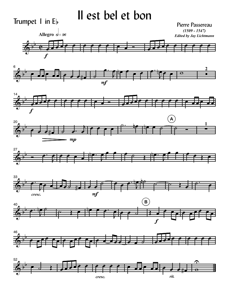 Il est bel et bon — sheet music preview