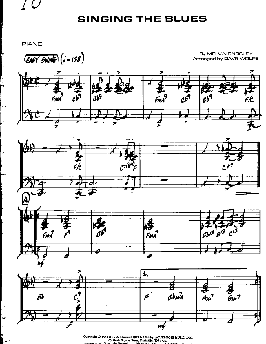 Singing the Blues-Piano — sheet music preview