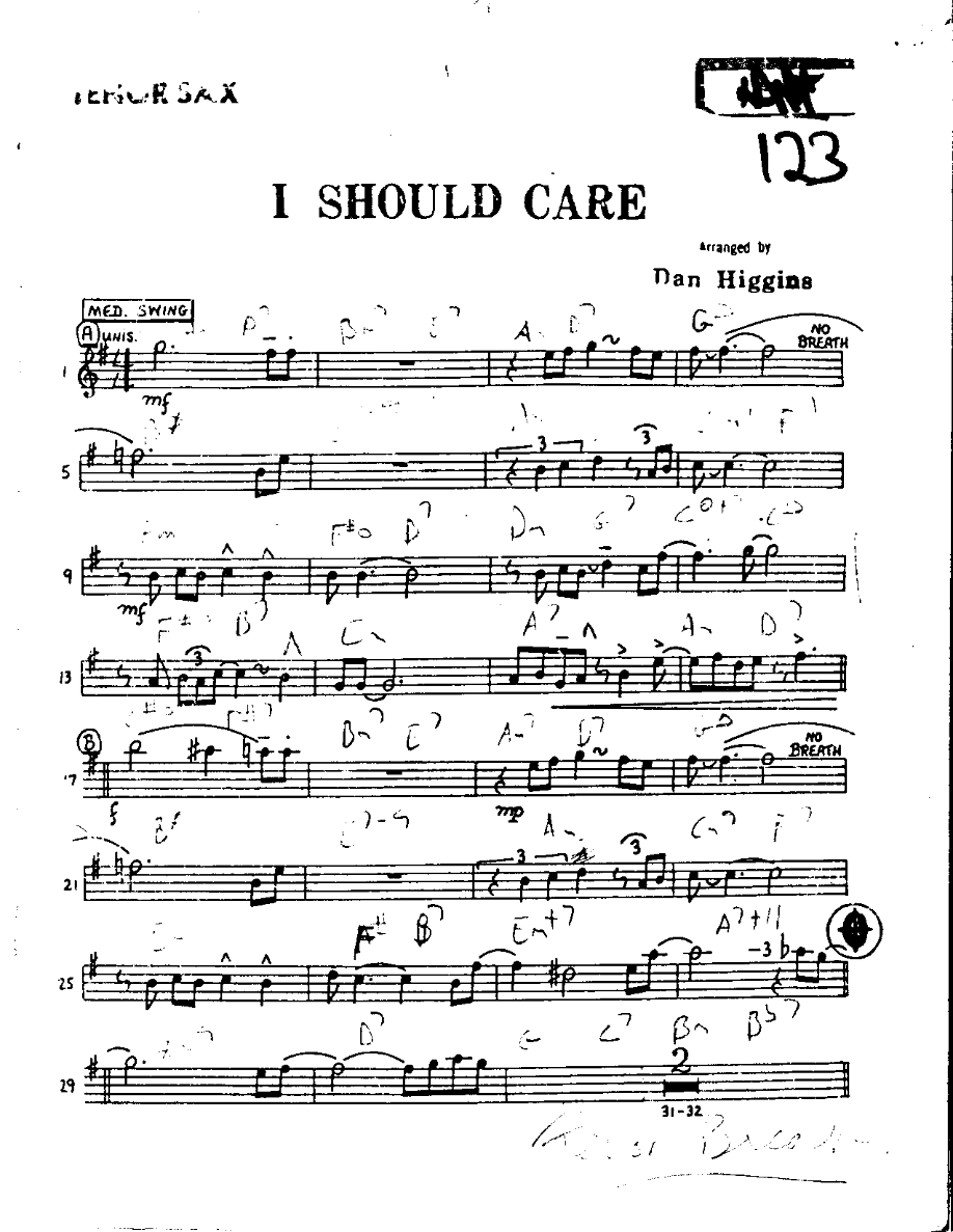 123- I Should Care-Tenor — sheet music preview