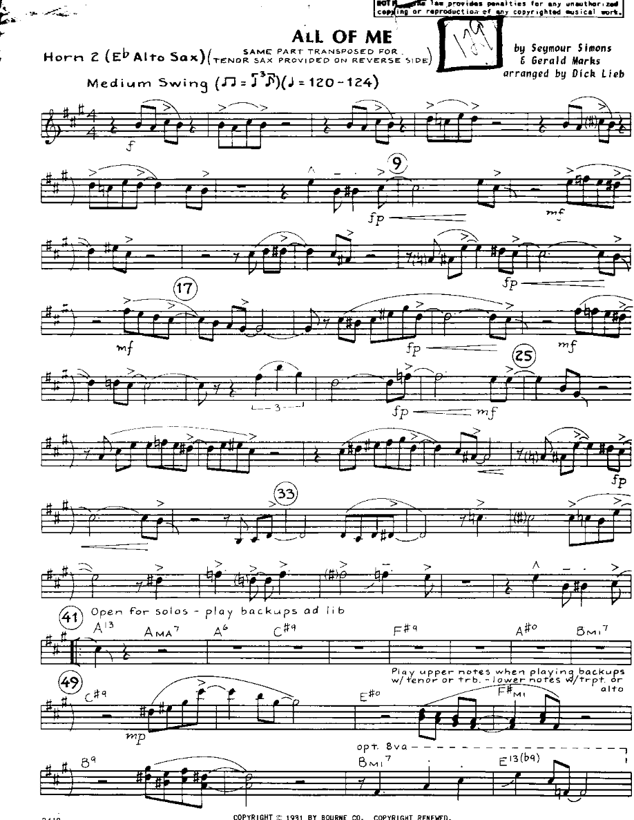 All of Me-Alto — sheet music preview