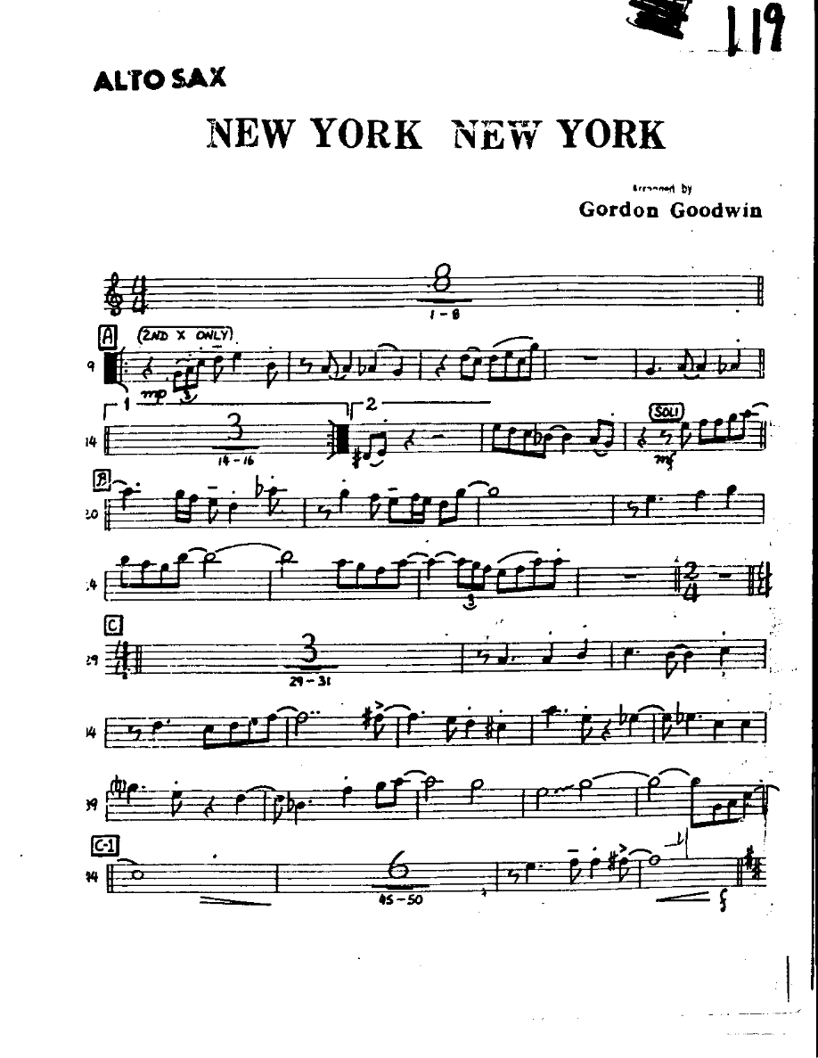 New York New York-Alto — sheet music preview