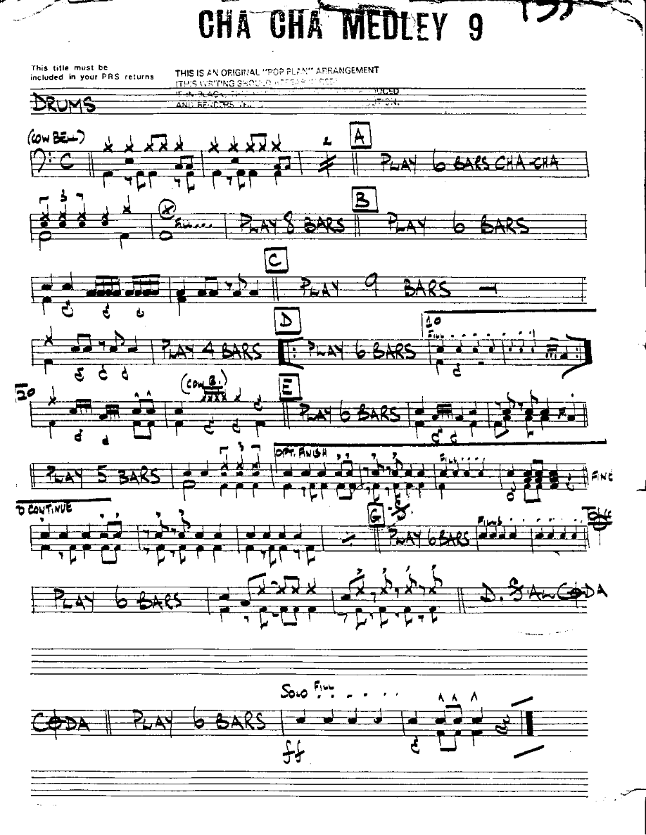 Cha Cha Medley #9-Drums — sheet music preview