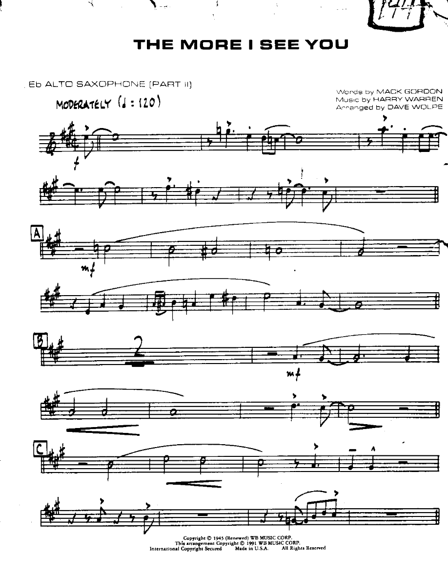 The More I See You-Alto — sheet music preview
