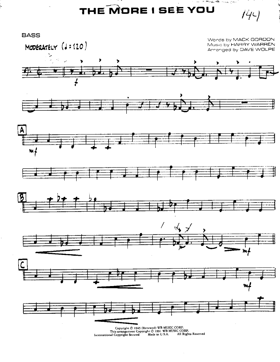 The More I See You-Bass — sheet music preview